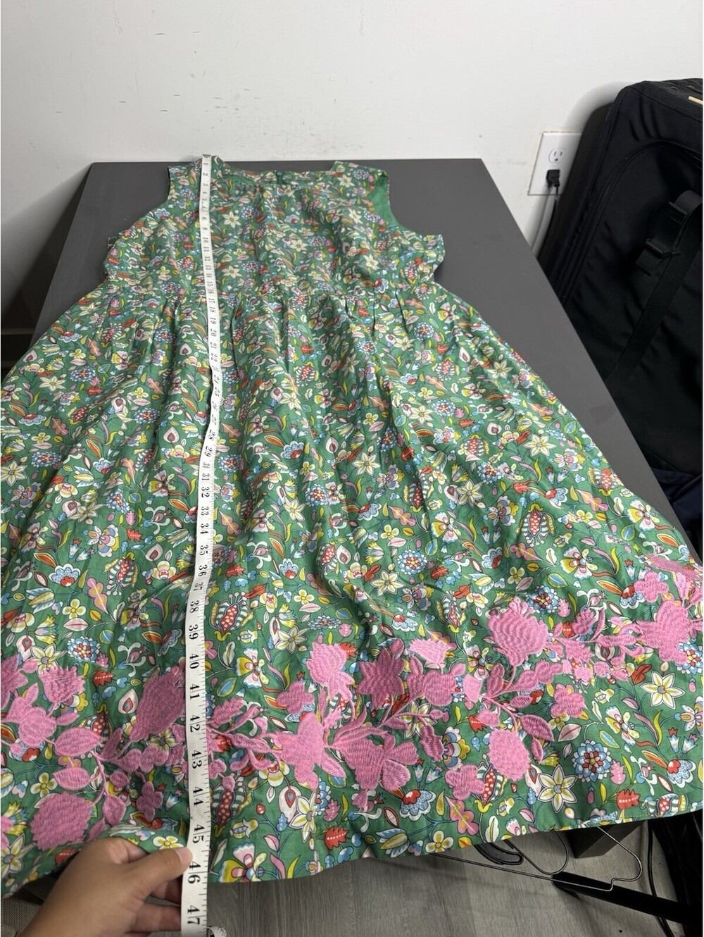 Boden Embroidered Cotton Midi Dress in Green Floral print - Picture 6 of 7